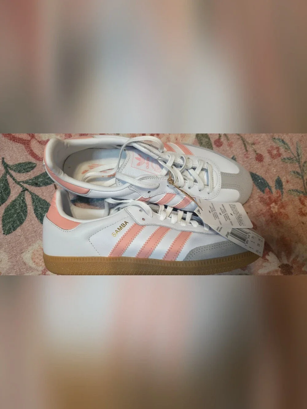 adidas White Sneakers with Pink Accent Stripes
